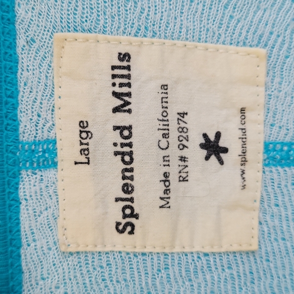 SPLENDID Aqua Sweatshirt Oversized Made in California USA Coastal Boho Lounge L - Picture 3 of 5